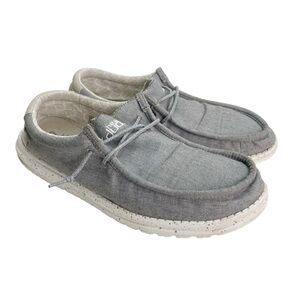 Hey Dude Wally Chambray Frost Grey Men’s Size 12 Shoes Lightweight Slip On